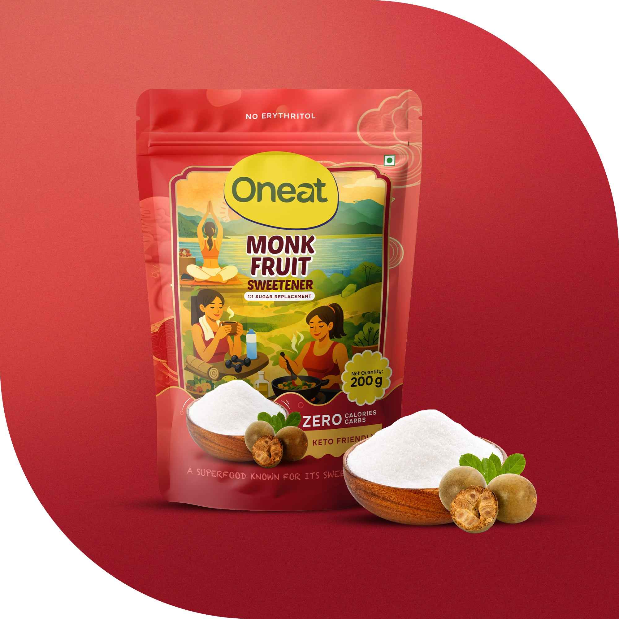 Monk Fruit Sweetener - Natural Zero Calorie Sugar Alternative for Healthy Living - Oneat