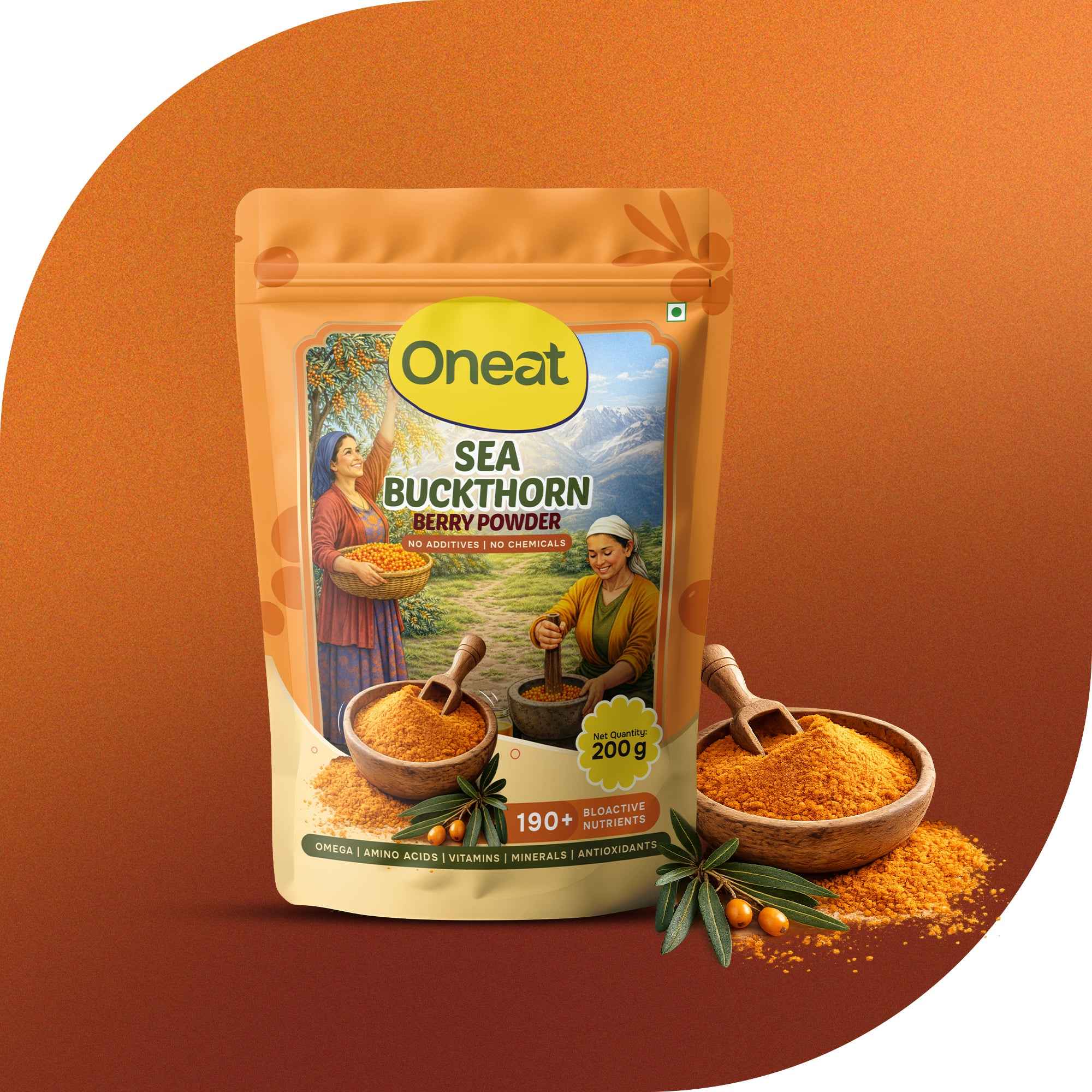 Sea Buckthorn Berry Powder | Vitamin C Superfood for Immunity & Wellness - Oneat